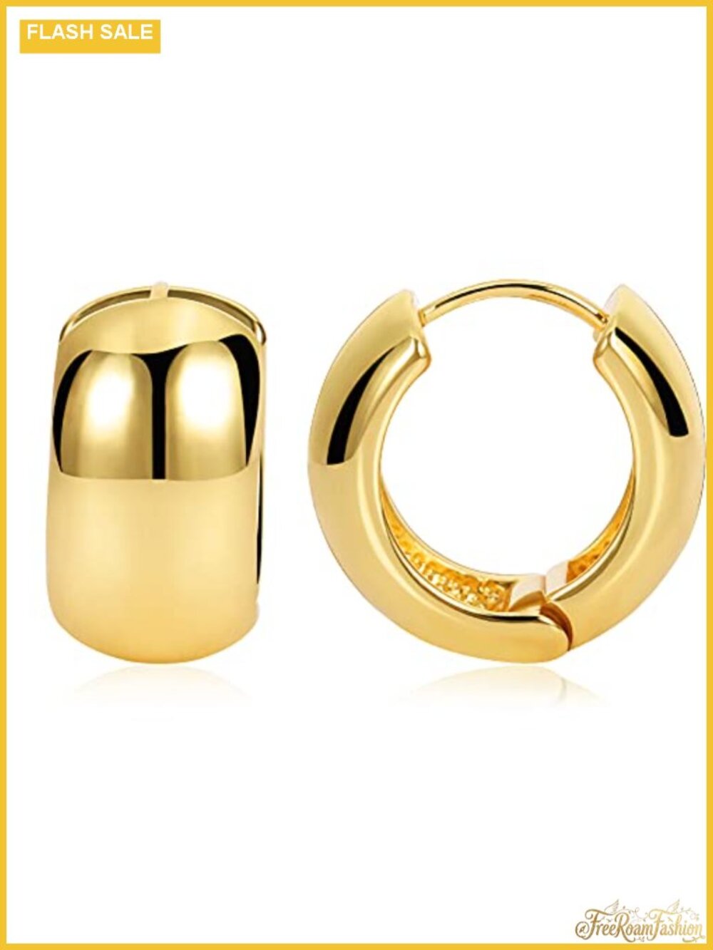 Chunky Thick Hoop Earrings for Women 20mm Gold Hoops
